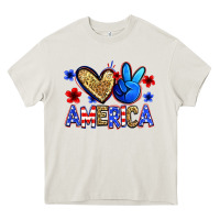 Cream peace love america Heavy Core Tee - Zillion Design Studio