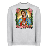 Heather Grey lady of guadalupe portrait Heavyweight Sweatshirt - BarkalooDesign