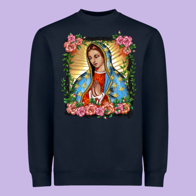 Lady Of Guadalupe Portrait Heavyweight Sweatshirt Designed By Barkaloodesign