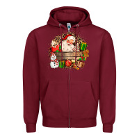 Burgundy Santa Zipper Hoodie - MaliasSmallBusiness