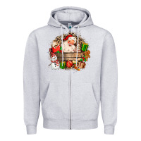 Heather Grey Santa Zipper Hoodie - MaliasSmallBusiness