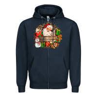 Navy Santa Zipper Hoodie - MaliasSmallBusiness