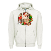 Oatmeal Heather Santa Zipper Hoodie - MaliasSmallBusiness