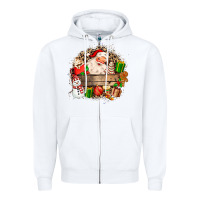 White Santa Zipper Hoodie - MaliasSmallBusiness