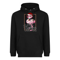 Black Merryy Flocking Christmas Flamingo Heavyweight Hoodie - Bettercallsaul