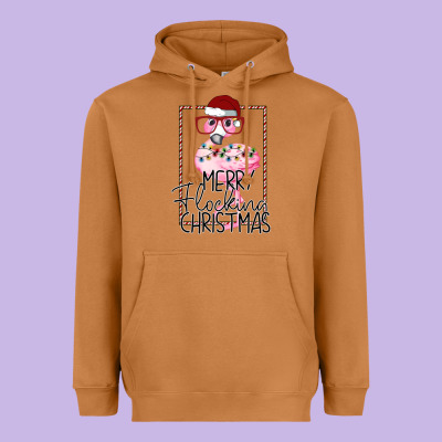 Merryy Flocking Christmas Flamingo Heavyweight Hoodie Designed By Bettercallsaul