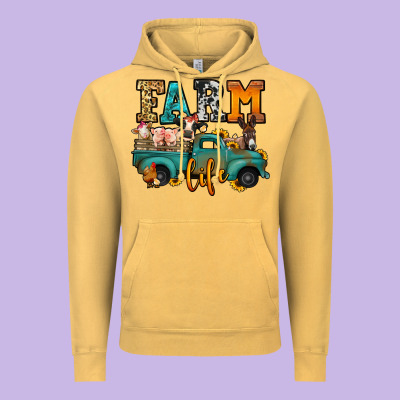 Farm Life Farm Animals Truck Vintage Hoodie Designed By Jasminsmagicworld