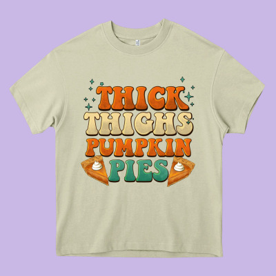 Thick Thighs Pumpkin Pies Heavy Core Tee Designed By Barkaloodesign