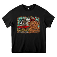 Black merry christmas highland cow Heavy Core Tee - RanaPortraitStore