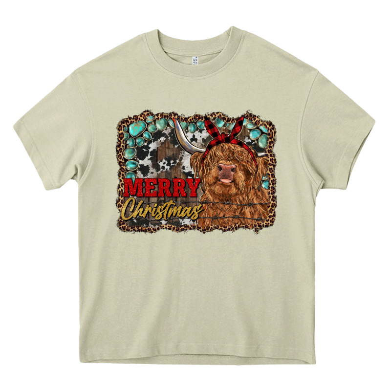 Merry Christmas Highland Cow Heavy Core Tee by RanaPortraitStore | Teevron