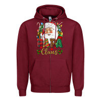 Burgundy Papa Claus Christmas Zipper Hoodie - NancyCooperArtShop