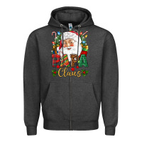 Charcoal Heather Papa Claus Christmas Zipper Hoodie - NancyCooperArtShop