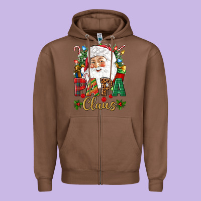 Papa Claus Christmas Zipper Hoodie Designed By Nancycooperartshop