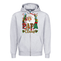 Heather Grey Papa Claus Christmas Zipper Hoodie - NancyCooperArtShop
