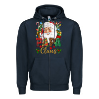 Navy Papa Claus Christmas Zipper Hoodie - NancyCooperArtShop