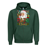 Sports Green Papa Claus Christmas Zipper Hoodie - NancyCooperArtShop