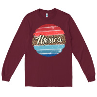 Burgundy leopard merica Long Sleeve Tee - MaliasSmallBusiness