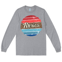 Heather Grey leopard merica Long Sleeve Tee - MaliasSmallBusiness