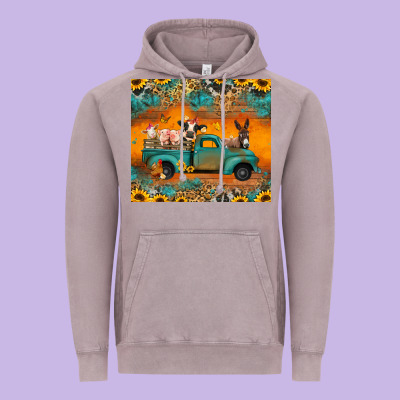 Farm Animals Truck Vintage Hoodie Designed By Jasminsmagicworld