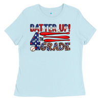 Baby Blue batter up 4th grade Ladies Tee - JahusDesignShop