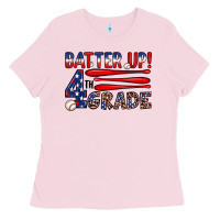 Bubblegum Pink batter up 4th grade Ladies Tee - JahusDesignShop