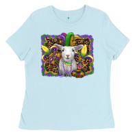 Baby Blue mardi gras baby sheep king cake fleur de lis Ladies Tee - RanaPortraitStore