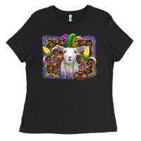 Black mardi gras baby sheep king cake fleur de lis Ladies Tee - RanaPortraitStore