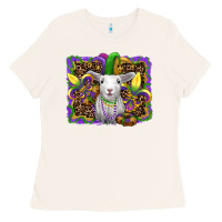 Bone mardi gras baby sheep king cake fleur de lis Ladies Tee - RanaPortraitStore