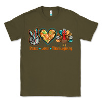Army Green peace love thanksgiving Classic Tee - BarkalooDesign