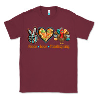 Burgundy peace love thanksgiving Classic Tee - BarkalooDesign