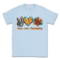Dusty Blue peace love thanksgiving Classic Tee - BarkalooDesign