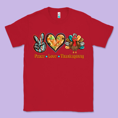 Peace Love Thanksgiving Classic Tee Designed By Barkaloodesign