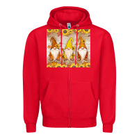 Red Thankful Gnomes Zipper Hoodie - MaliasSmallBusiness
