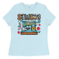 Baby Blue sewing life Ladies Tee - Zillion Design Studio