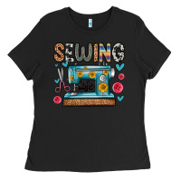 Black sewing life Ladies Tee - Zillion Design Studio