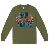 Army Green all american mama Long Sleeve Tee - MaliasSmallBusiness
