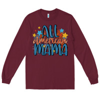 Burgundy all american mama Long Sleeve Tee - MaliasSmallBusiness