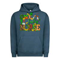 Pigment Midnight Navy St. Patricks Day one lucky nurse Urban Hoodie - HowdyJamesFarm