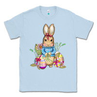 Dusty Blue easter bunny and eggs Classic Tee - AdoDesignShop