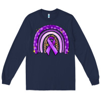 Navy awerenes ribbon  rainbow Long Sleeve Tee - MaliasSmallBusiness