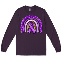 Plum awerenes ribbon  rainbow Long Sleeve Tee - MaliasSmallBusiness