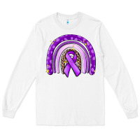 White awerenes ribbon  rainbow Long Sleeve Tee - MaliasSmallBusiness