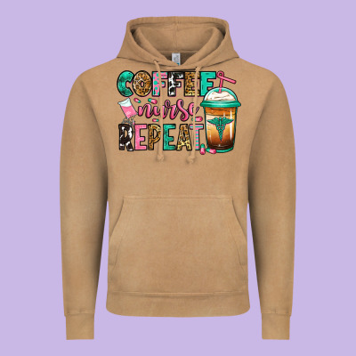 Nurse Coffee Repeat Vintage Hoodie Designed By Jasminsmagicworld