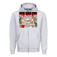 Heather Grey christmas hot chocolate Zipper Hoodie - MaliasSmallBusiness