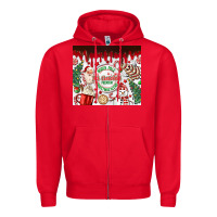 Red christmas hot chocolate Zipper Hoodie - MaliasSmallBusiness