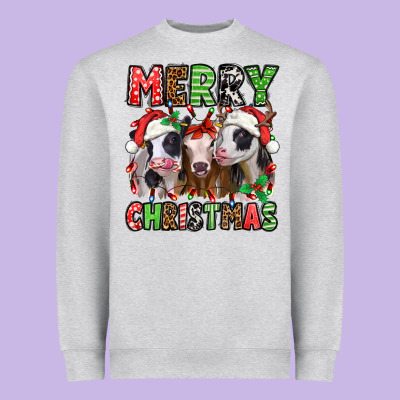 Merry Christmas Heifers Heavyweight Sweatshirt Designed By Jasminsmagicworld