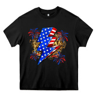 Black American lightning bolt Heavy Core Tee - Zillion Design Studio