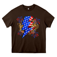 Chocolate Brown American lightning bolt Heavy Core Tee - Zillion Design Studio