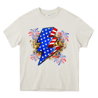 Cream American lightning bolt Heavy Core Tee - Zillion Design Studio