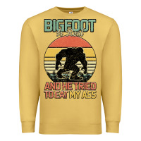Antique Gold Bigfoot is real and he tried to eat my ass Premium Sweatshirt - Bettercallsaul